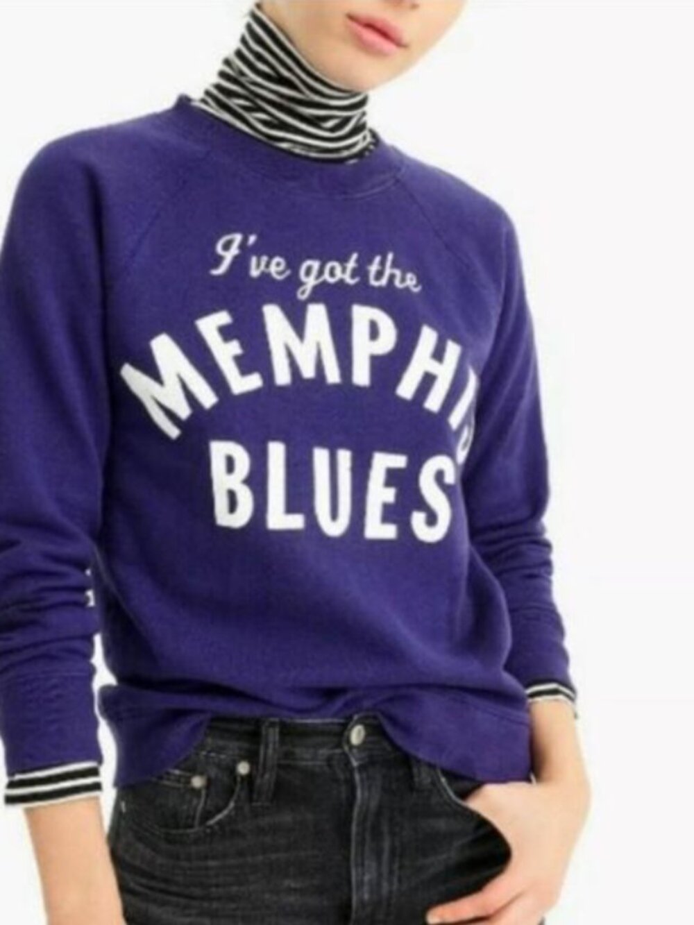 J.Crew Memphis Blues Graphic Crewneck Sweatshirt Wild Blueberry Blue Large L
